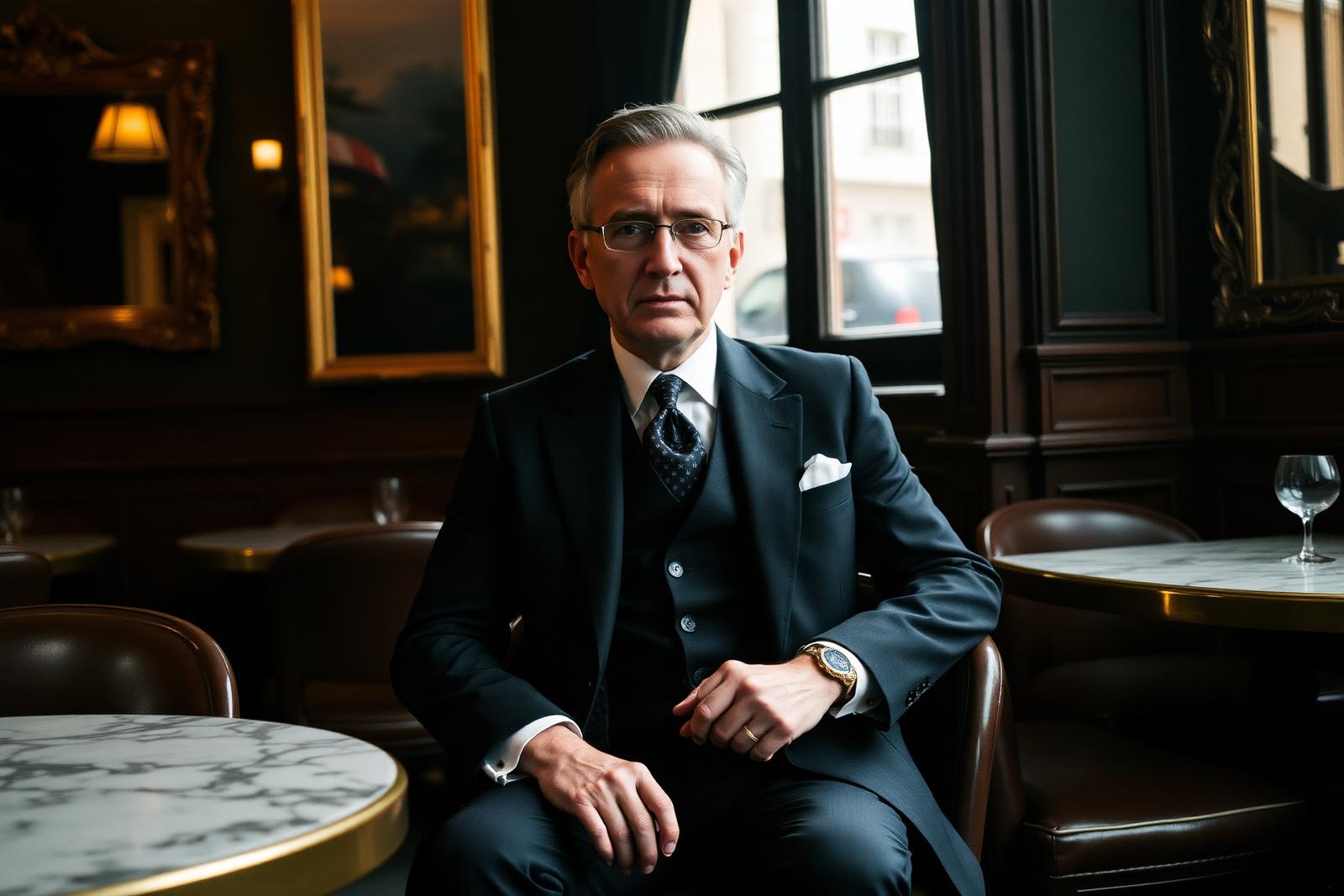 Julien Sorel, ancien diplomate, dans un café parisien